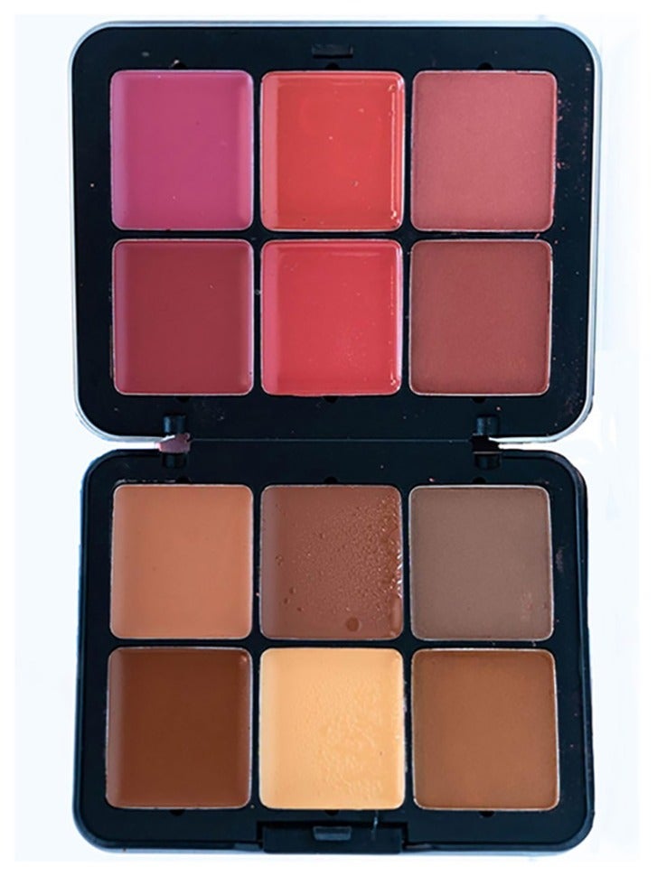 Might Cinema Blush and Contour Palette Cream and Powder 12 Colors Model 1338 - Image 1