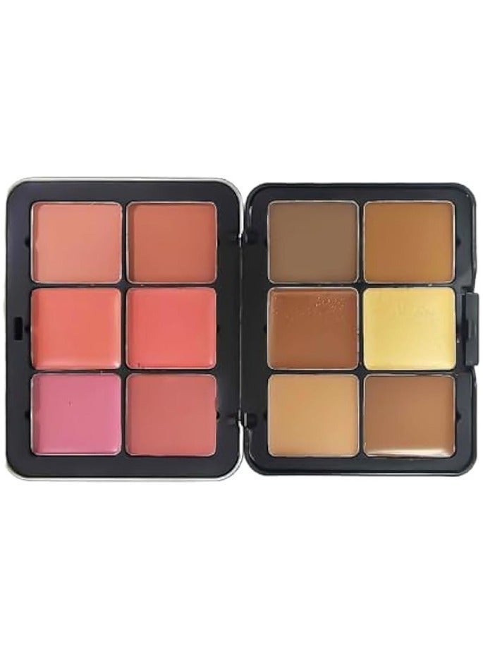 Might Cinema Blush and Contour Palette Cream and Powder 12 Colors Model 1338 - Image 4