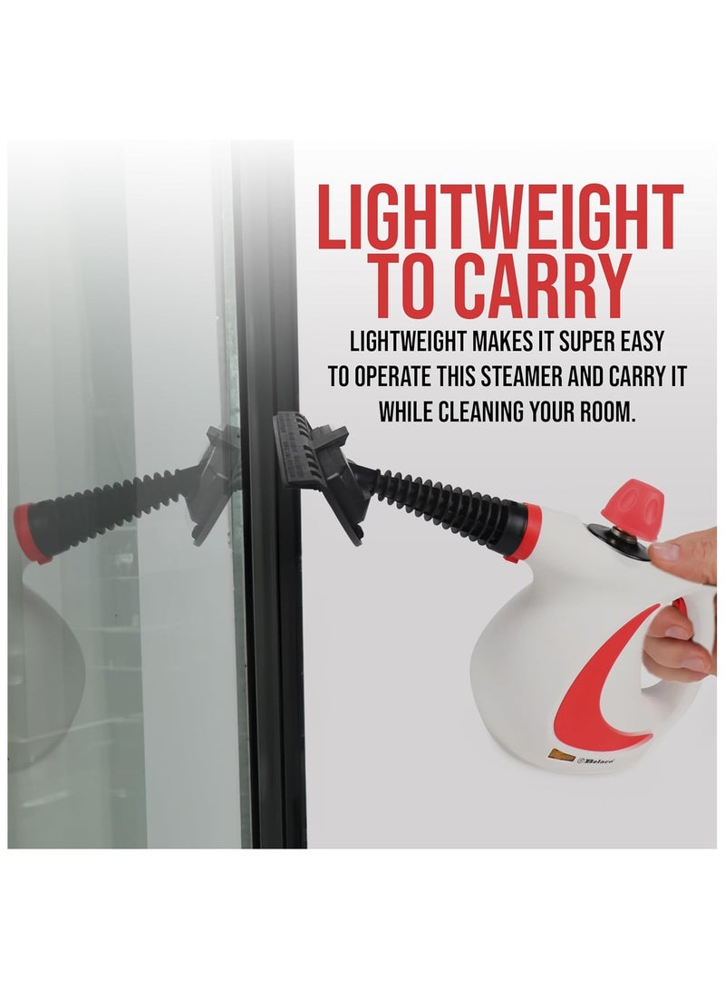 عام تنظيف بخاري متعدد الأغراض بقوة 1050 وات، مكواة محمولة ذات لون أحمر، مناسبة لإزالة البقع، ولتنظيف البلاط والأثاث المطبخي والحمام والملابس ومقاعد السيارة. - Image 2