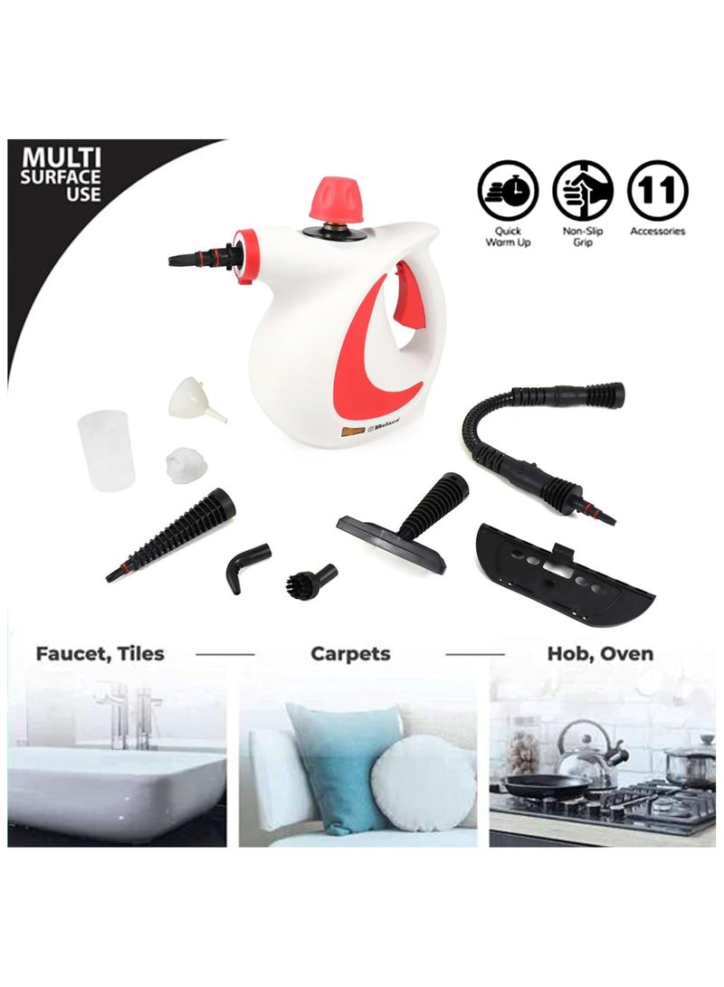 عام تنظيف بخاري متعدد الأغراض بقوة 1050 وات، مكواة محمولة ذات لون أحمر، مناسبة لإزالة البقع، ولتنظيف البلاط والأثاث المطبخي والحمام والملابس ومقاعد السيارة. - Image 4