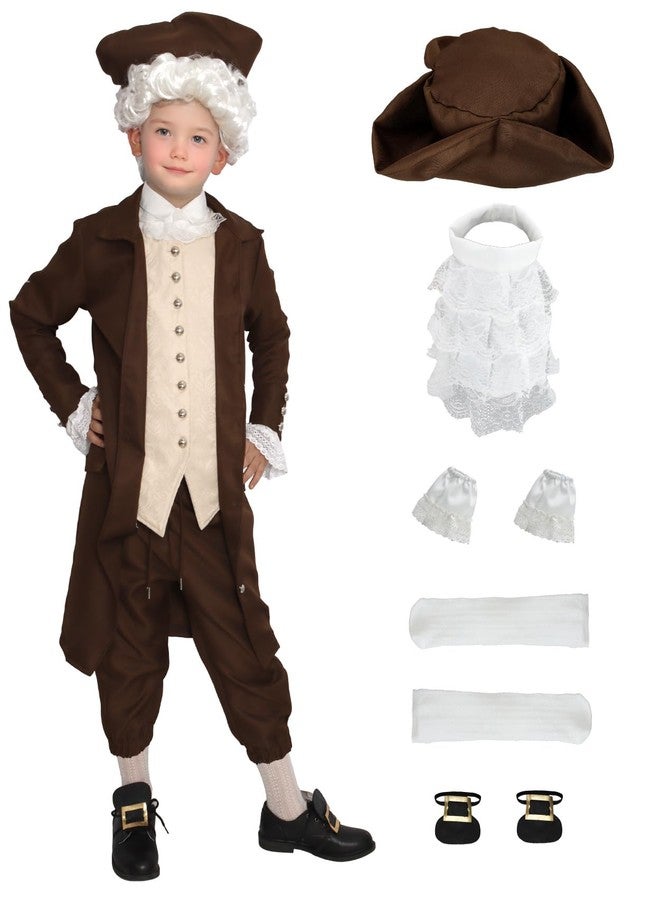 AQEWK Colonial Costume Boys 18th Century Traditional America Cosplay Costume Performance and Events(Brown/110) - Image 1