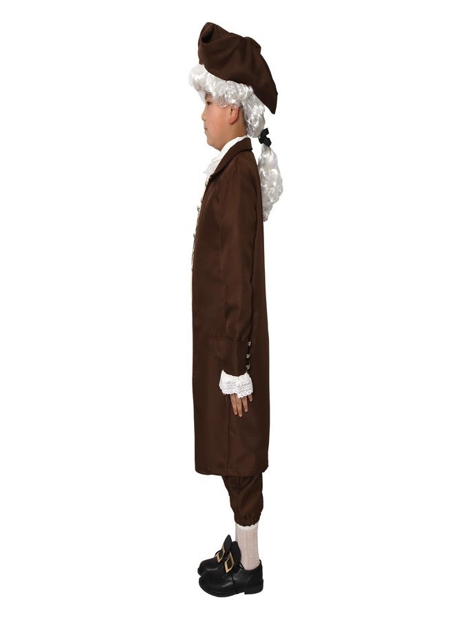 AQEWK Colonial Costume Boys 18th Century Traditional America Cosplay Costume Performance and Events(Brown/110) - Image 2
