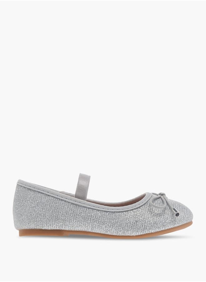 Flora Bella By Shoexpress Girls Textured Bow Applique Ballerina Shoes with Elasticated Strap Ramadan Collection  - Image 3