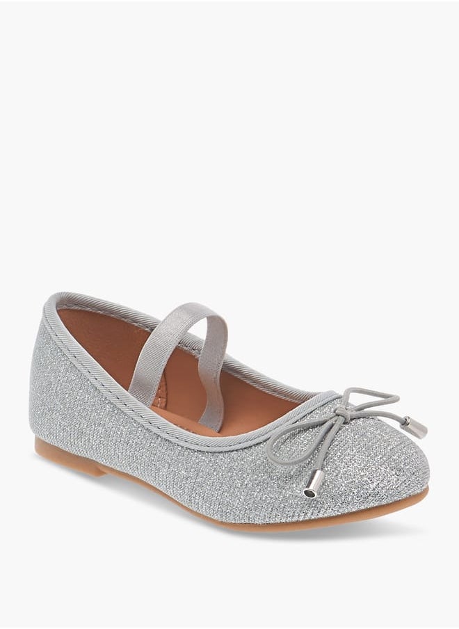 Flora Bella By Shoexpress Girls Textured Bow Applique Ballerina Shoes with Elasticated Strap Ramadan Collection  - Image 2