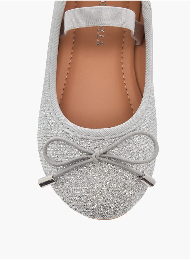 Flora Bella By Shoexpress Girls Textured Bow Applique Ballerina Shoes with Elasticated Strap Ramadan Collection  - Image 4