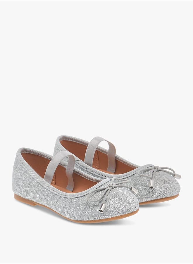 Flora Bella By Shoexpress Girls Textured Bow Applique Ballerina Shoes with Elasticated Strap Ramadan Collection  - Image 1