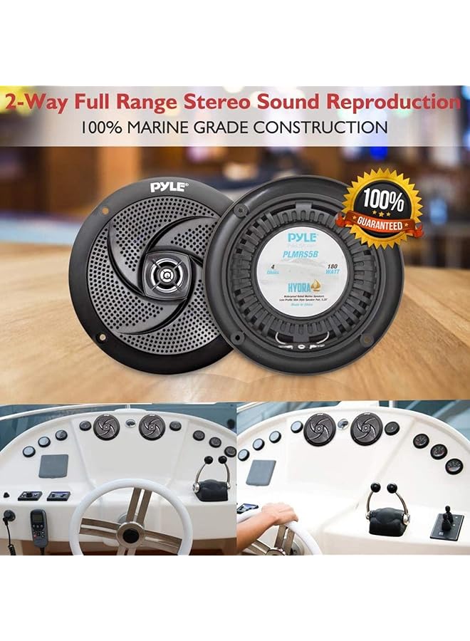 Pyle Marine Speakers - 5.25 Inch Low Profile Slim Style Waterproof Wakeboard Tower And Weather Resistant Outdoor Audio Stereo Sound System With 180 Watt Power - 1 Pair In White (Plmrs5B) - Image 5