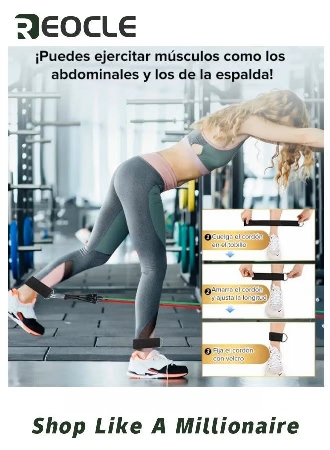 REOCLE Resistance Bands Set 11 Pcs 5-Color Natural Latex Exercise Bands with Handles Door Anchor Ankle Straps Storage Bag for Strength Training Physical Therapy Squat Yoga - Image 5