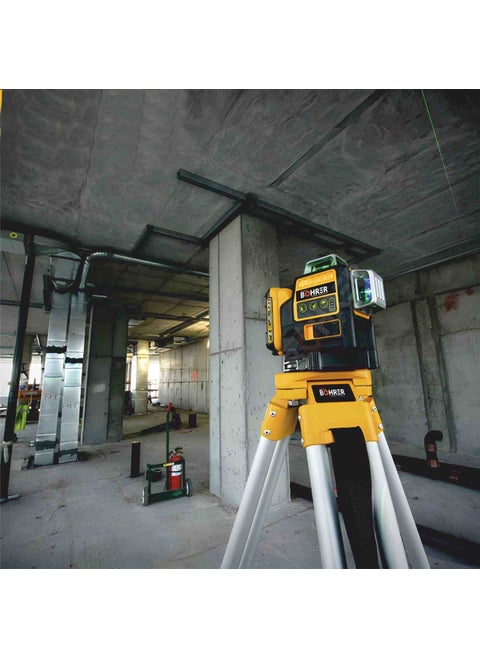 Green Light Professional Dual Battery Powered, 12 Lines 360 Degree 4 Corner Laser Alignment Machine