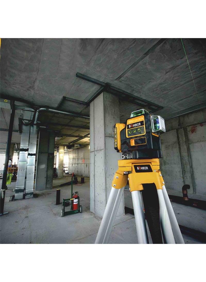 Böhrer Green Light Professional Dual Battery Powered, 12 Lines 360 Degree 4 Corner Laser Alignment Machine  - Image 1
