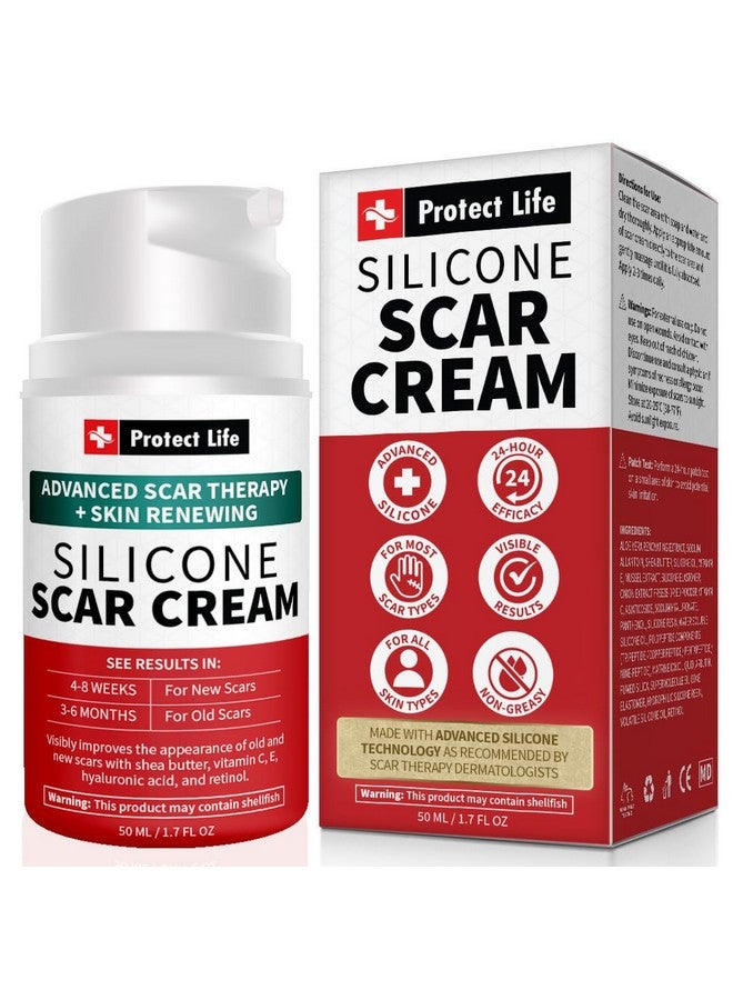 Protect Life Silicone Scar Cream for Surgical Scars, Injury & Keloid Scar Treatment, Moisturising, Rejuvenating Silicone Scar Gel for Old & New Scars, Non-Greasy [MAY CONTAIN SHELLFISH] - Image 1