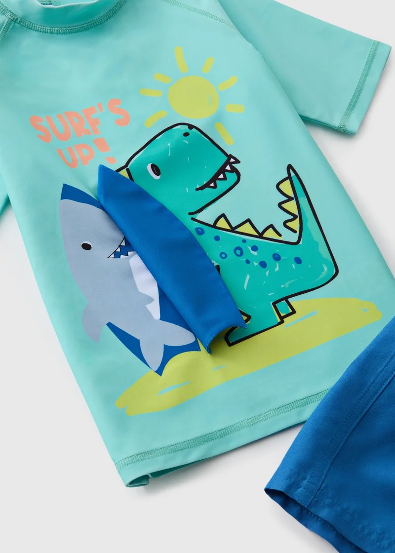 Matalan Boys Blue Dino 2 Piece Swim Set