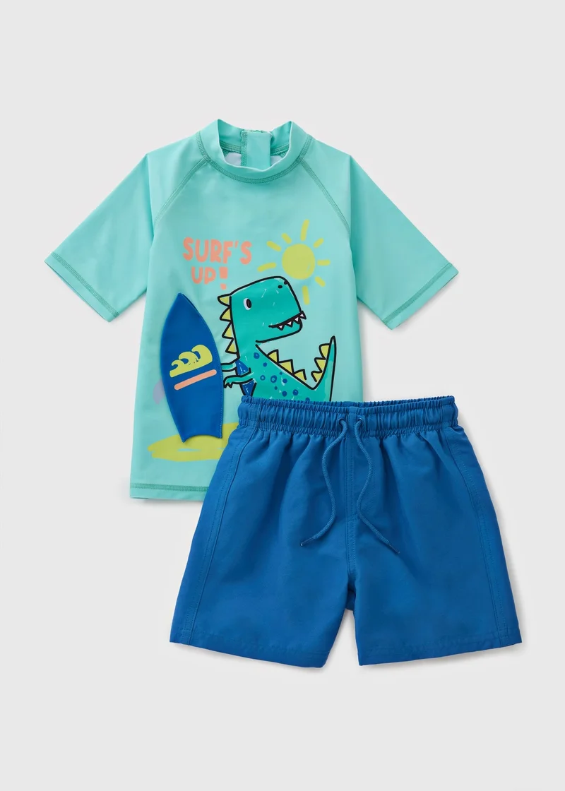Matalan Boys Blue Dino 2 Piece Swim Set