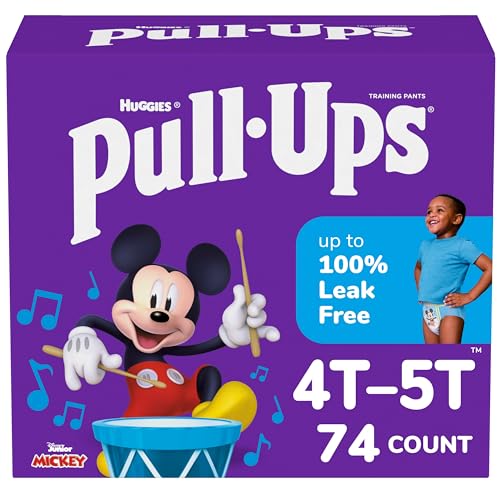 Pull-Ups Boys' Potty Training Pants, Size 4T-5T Training Underwear (38-50 lbs), 74 Count - Image 1