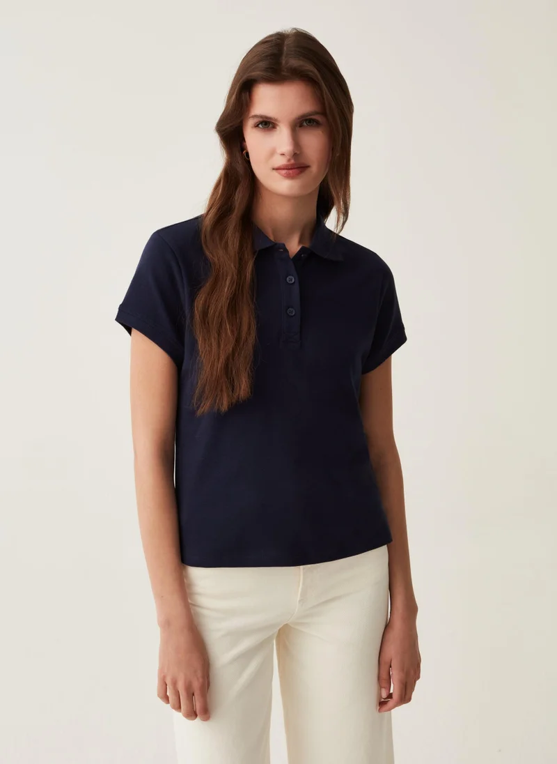 Ovs Ovs Solid Colour Cotton Polo Shirt