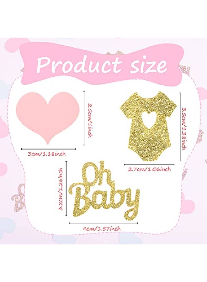 Sumind 240 Pieces Gender Reveal Confetti Baby Shower Confetti Heart Confetti Glitter Baby Confetti Baby Clothes Confetti Party Table Confetti For Gender Reveal Party Table Wedding Decor (Pink Blue Gold) - Image 2