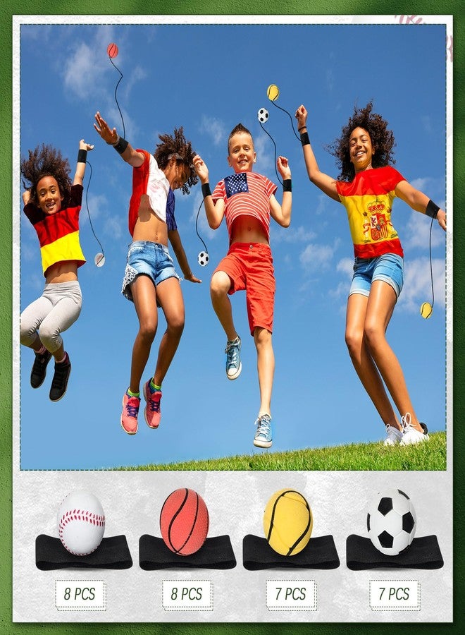 Jerify 30 Pcs Wrist Return Ball on a String Baseball Football Soccer Tennis Party Favor Sports Return Wrist Practice Wristband Ball on Elastic Cord for Adults (Assorted Styles) - Image 3