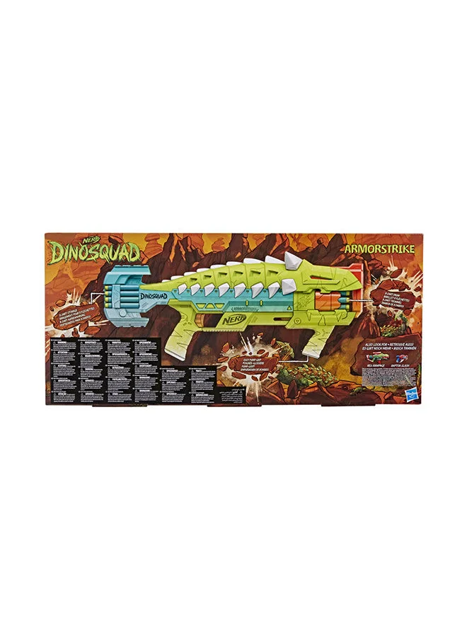 نيرف DinoSquad Armorstrike Blaster, 8-Dart Drum, 16 Elite Darts, Ankylosaurus Dinosaur Design, Toy Blaster for Kids Outdoor Games