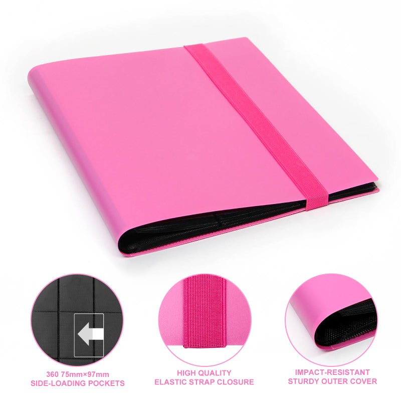GEAoffice Card Binder 9 جيوب 360 جيوب مجلد ألبوم بطاقات التداول للبطاقات القياسية مجلد تجميع التحميل الجانبي لرياضة MTG TCG (وردي وردي) - Image 2