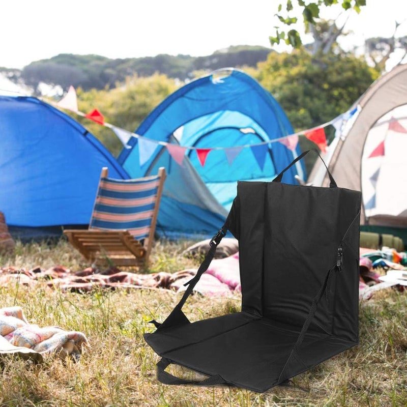 klarako Portable Lightweight Black Folding Beach Chair with Carrying Handle - Insulated Stadium Cushion, Easy to - Suitable for Camping, Outdoor Events - Image 2