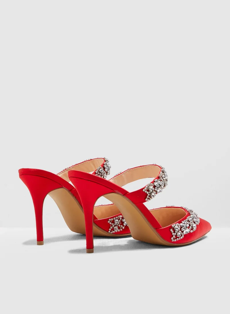 STEVE MADDEN Elina Pump-Red Satin