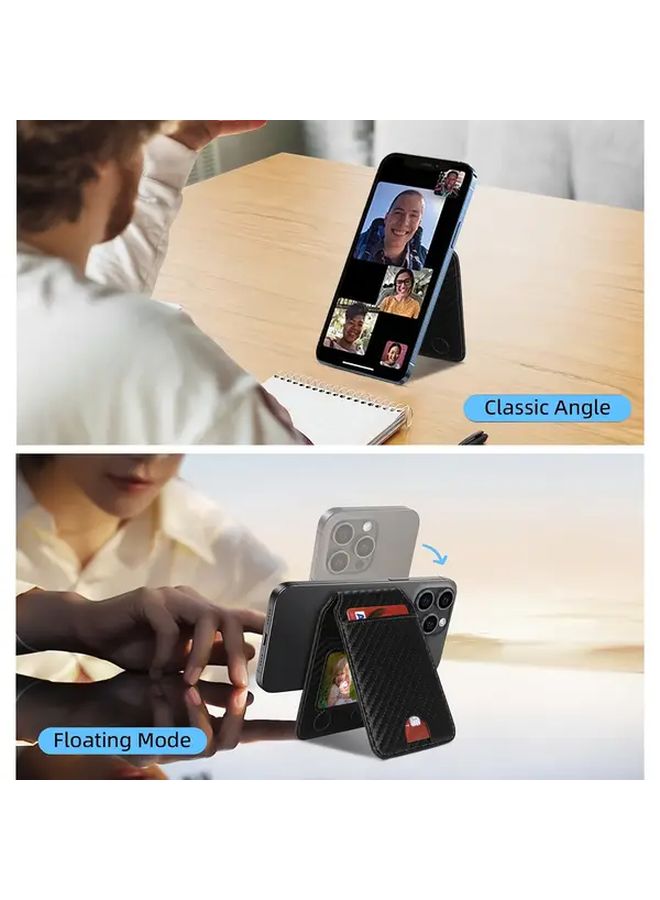Carbon Black Magnetic Wallet Case for iPhone 16 15 14 13 12 Pro Max Plus with Card Holder - Image 4