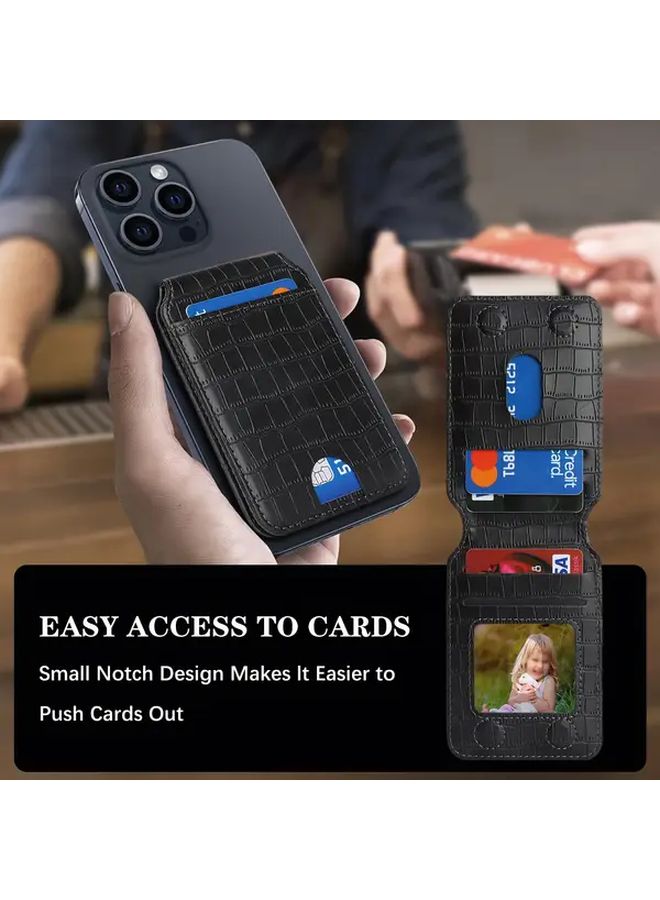 Carbon Black Magnetic Wallet Case for iPhone 16 15 14 13 12 Pro Max Plus with Card Holder - Image 3