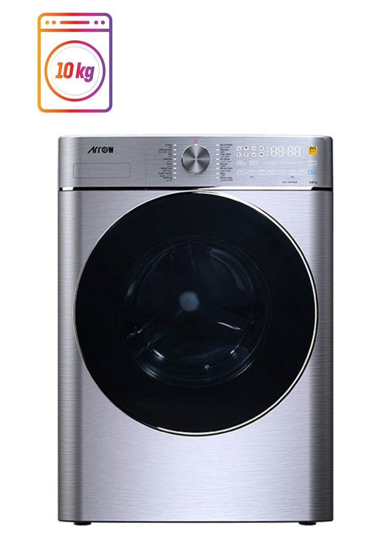 Arrow 10KG Fully Automatic Washing Machine + DRYER , 6KG Dry Capacity, 1400rpm Max. Spin Speed, 140° Door Open Angle, Silver Color | Model Name: RO-10FWMS  - Image 1