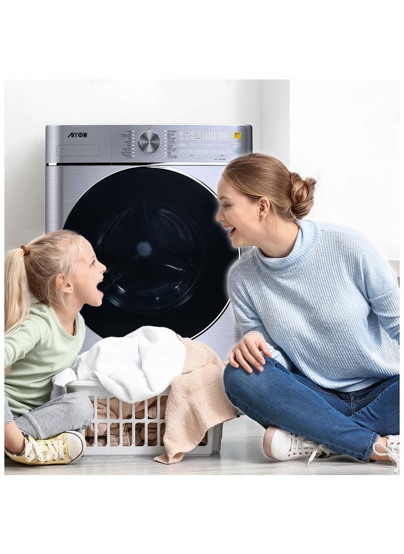 Arrow 10KG Fully Automatic Washing Machine + DRYER , 6KG Dry Capacity, 1400rpm Max. Spin Speed, 140° Door Open Angle, Silver Color | Model Name: RO-10FWMS  - Image 5