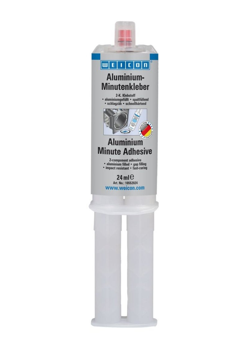 WEICON Aluminium Minute Adhesive with mixing nozzle 24 ml | fast-curing 2-component epoxy adhesive - Image 1