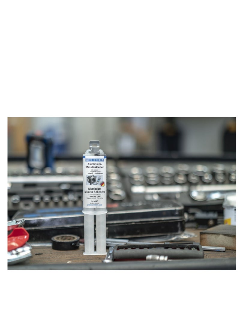 WEICON Aluminium Minute Adhesive with mixing nozzle 24 ml | fast-curing 2-component epoxy adhesive - Image 2