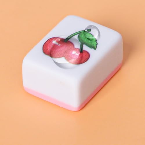 GRACIAS 4 Players Mahjong Block Set, 128 Pink Tiles(1.18”) with Animal and Food Pattern, Portable Mahjong Set with A Carry Bag, Mahjong Tile Game - Image 3