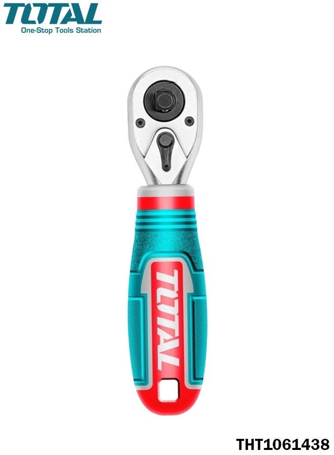 TOTAL THT1061438 1/4 Inch & 3/8 Inch Dual Drive Ratchet Handle, 72 Tooth Cr-V & Cr-Mo Ratchet Wrench with Reversible Mechanism, Ergonomic Non Slip Grip for Socket, Automotive, Garage & Mechanical Work - Image 1
