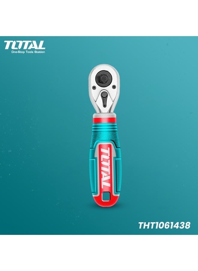 TOTAL THT1061438 1/4 Inch & 3/8 Inch Dual Drive Ratchet Handle, 72 Tooth Cr-V & Cr-Mo Ratchet Wrench with Reversible Mechanism, Ergonomic Non Slip Grip for Socket, Automotive, Garage & Mechanical Work - Image 3