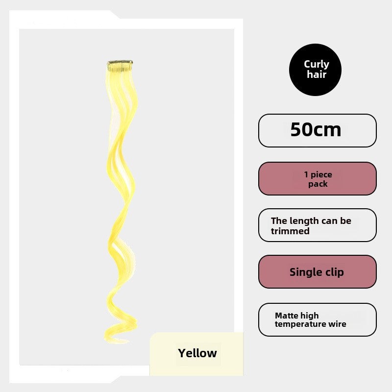 Generic Long Hair Extension Highlight Clip-On Yellow 