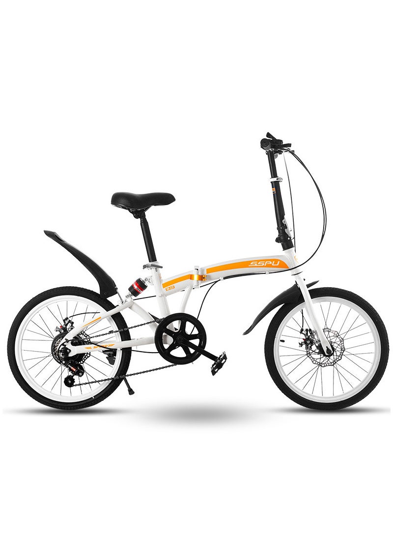 Sharpdo - 20in Folding Bike, 7 Speed Foldable City Bike, Carbon Steel Bicycle for Adults, Foldable Bicycle with Adjustable Seats & Disc Brake for Traveling & Exercising - Image 1