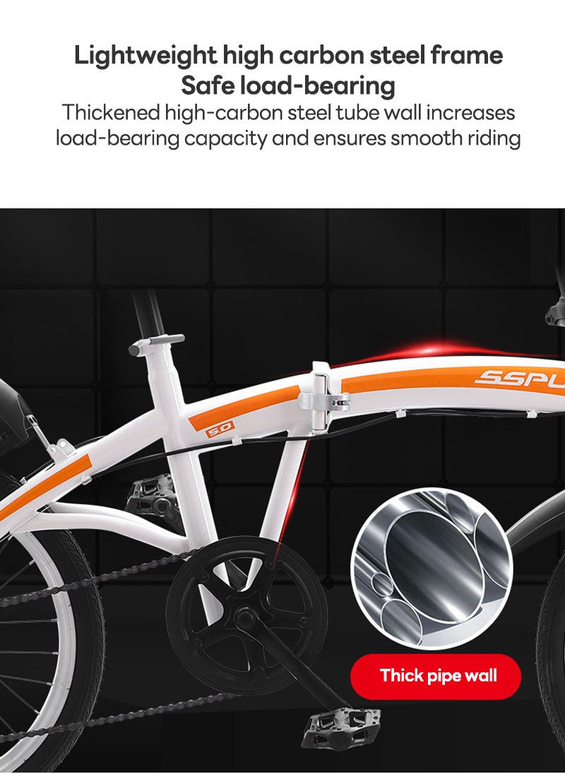 Sharpdo - 20in Folding Bike, 7 Speed Foldable City Bike, Carbon Steel Bicycle for Adults, Foldable Bicycle with Adjustable Seats & Disc Brake for Traveling & Exercising - Image 1