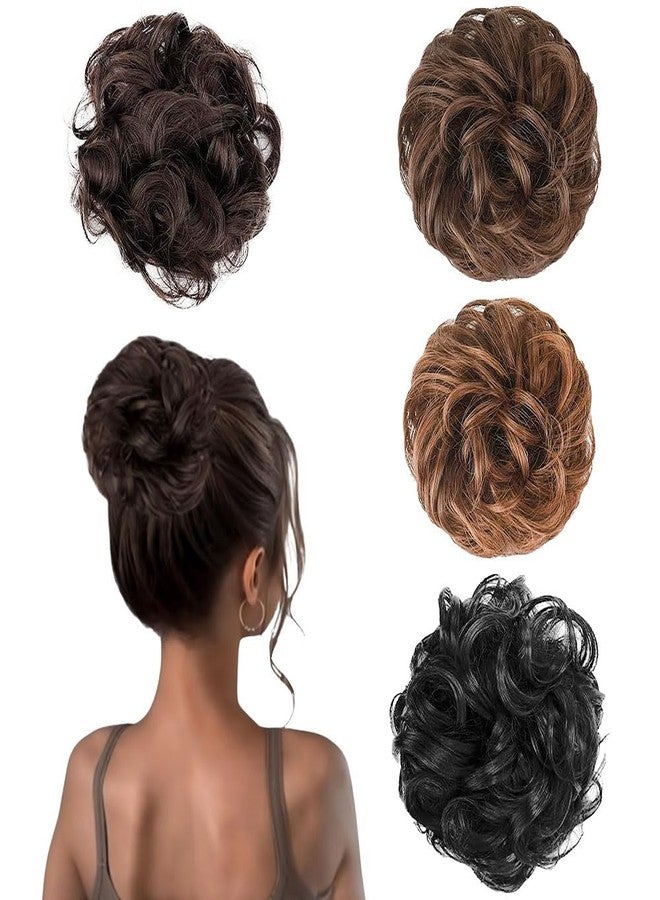 بلوشيا وصلات شعر متعددة الألوان من BLUSHIA (عبوة من 4 قطع) من Rafall Juda Bun مع شريط مطاطي مرن - Image 2