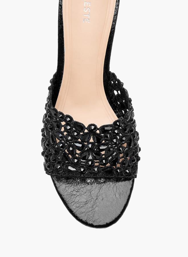 Celeste Women's Diamante Wedge Sandals with Slip On Closure - Image 4