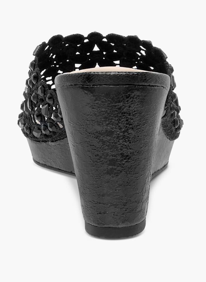 Celeste Women's Diamante Wedge Sandals with Slip On Closure - Image 5