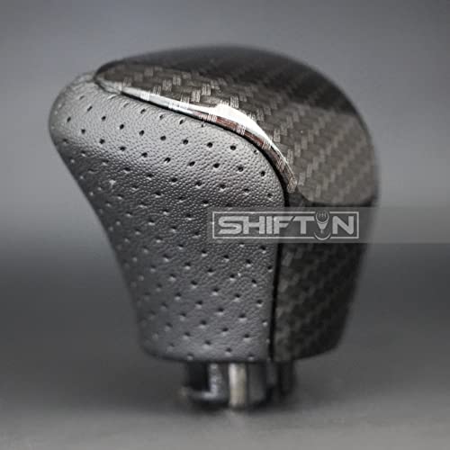 SHIFTIN Leather & Carbon Fiber Wood Trim Gear Shift Knob Gearbox Shifter for Lexus LS460 F-Sport LS-460-L LS600 LS-600h-L and Fits Lexus LX570 LX 570 (Black Leather/Carbon Fiber Pattern) - Image 5