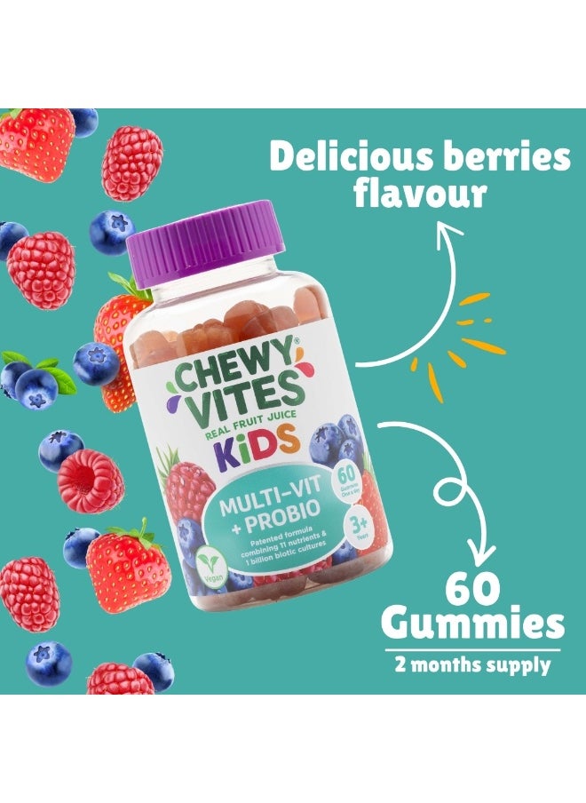 CHEWY VITES Kids Multi-Vit And Probio 60 Gummy Vitamins 11 Essential Nutrients 1 Billion Cultures 2 Months Supply Real Fruit Juice Vegan 3 Year+  - Image 4