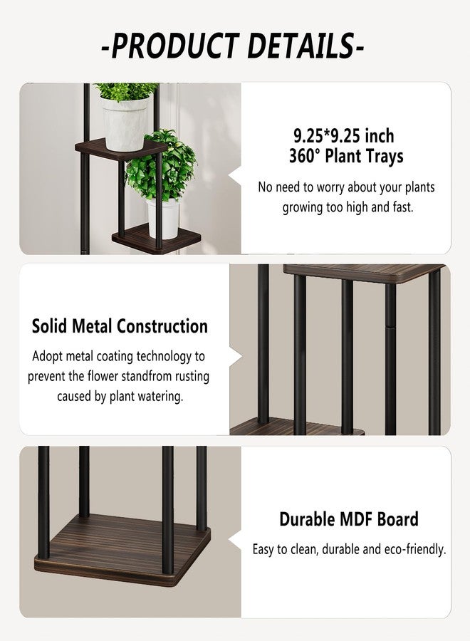 AZERPIAN Plant Stand 4 Tier Indoor Metal Flower Shelf for Multiple Plants Corner Tall Flower Holders for Patio Garden Living Room Balcony Bedroom, Black oak - Image 5