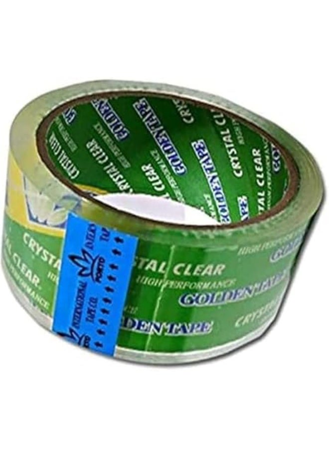 Golden tape High-performance packaging tape for shipping boxes, transport, office use, and carton sealing – Transparent – 100 meters.  - Image 1