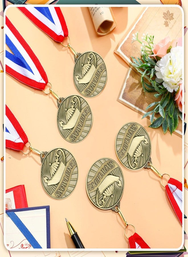 Aurelema 30pcs 2'' Gold Medals for Awards Winner Medals Bulk with Neck Ribbons Metal Trophy Award Prize Gift for Students Adults School Tournaments Competitions(Knowledge Lamp) - Image 4
