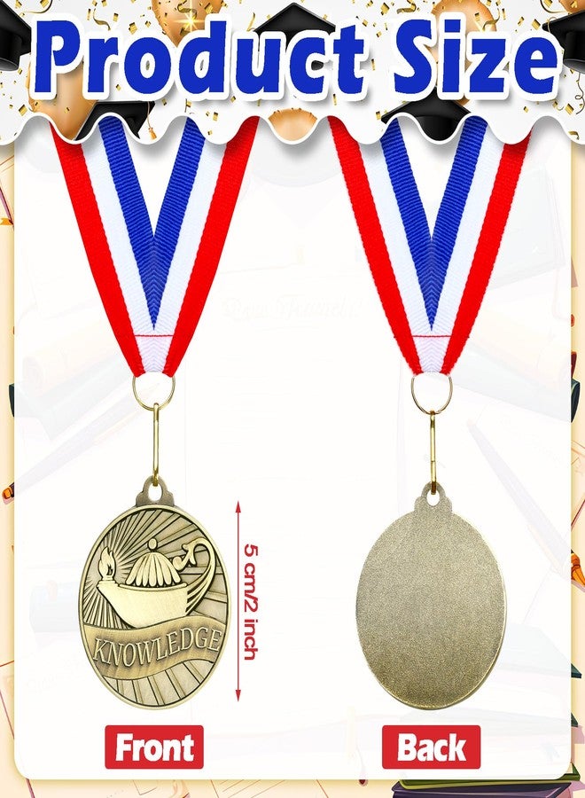 Aurelema 30pcs 2'' Gold Medals for Awards Winner Medals Bulk with Neck Ribbons Metal Trophy Award Prize Gift for Students Adults School Tournaments Competitions(Knowledge Lamp) - Image 2