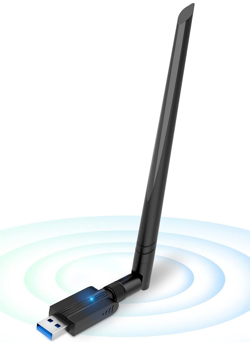 Generic - محول واي فاي لاسلكي USB للكمبيوتر الشخصي، دونجل واي فاي ثنائي النطاق 1300 ميجابايت في الثانية 2.4 جيجا/5 جيجا مع USB 3.0، محول شبكة لاسلكية لنظامي التشغيل Windows 11/10/8/7 وMac OS X - Image 1