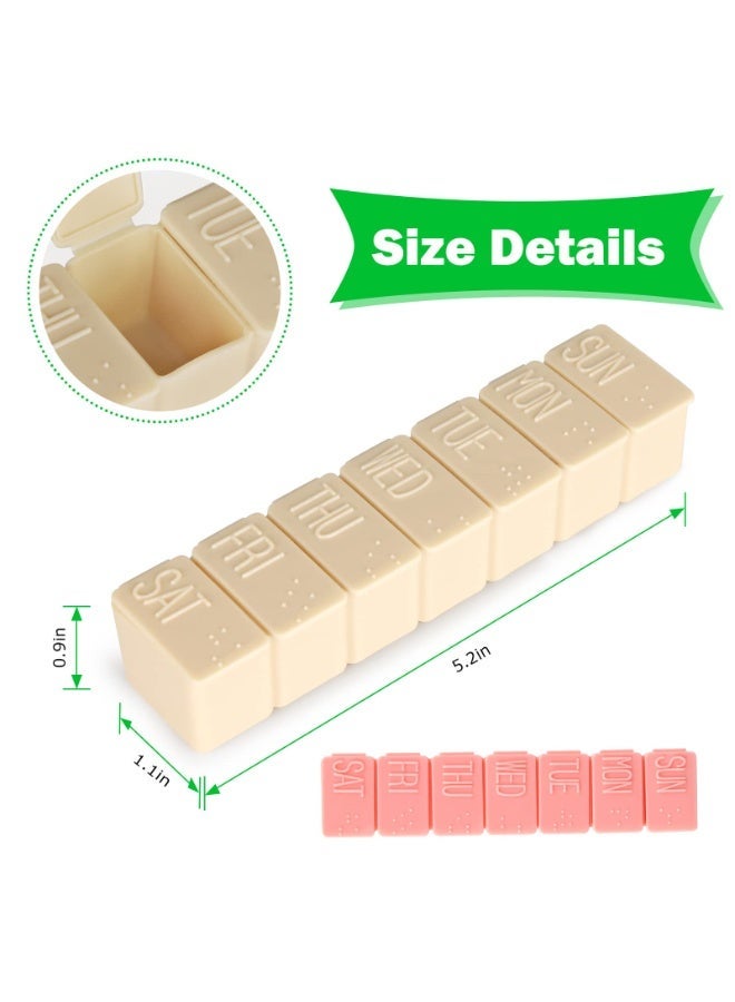 عبوة من منظمي حبوب الدواء الأسبوعيين، علب حبوب لمدة 7 أيام، منظم أدوية للسفر والاستخدام اليومي، منظم حبوب أسبوعي لحبوب زيت السمك وأقراص الكالسيوم والمكملات الغذائية (وردي + بيج) - Image 2