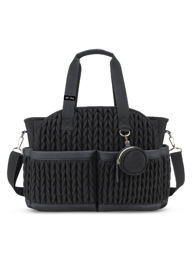 Little Story Nova Tote with Pacifier Pod - Black