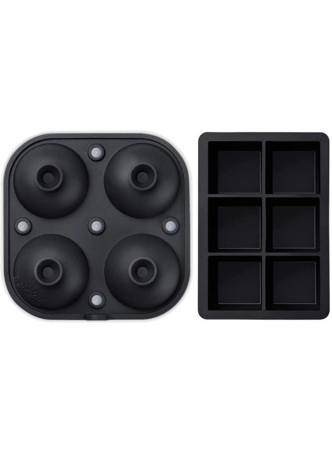 Samuelworld Large Silicone Premium Ice Trays, 2 Inches Big Cubes & 2.5 Inches Sphere Ice Molds - BPA Free, Craft Ice Maker for Gifting, Easy Release - Black(With Ice Bag) - Image 5